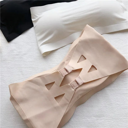 Seamless Strapless Ice Silk Bra - Soft Crop Tube Top Bralette for Women - ZOOMNSTORE