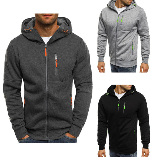 Men's Hooded Sweatshirt - Slim Fit Zipper Hoodie Casual Jacket for Daily Wear - ZOOMNSTORE