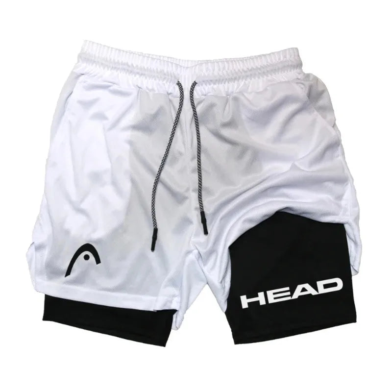 Head Running Shorts Men Fitness Gym Training 2-in-1 Fashion Versatile Sports Quick Dry Workout Jogging Double Deck Summer Short