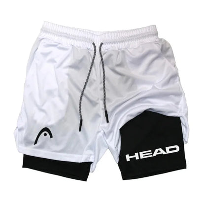 Head Running Shorts Men Fitness Gym Training 2-in-1 Fashion Versatile Sports Quick Dry Workout Jogging Double Deck Summer Short