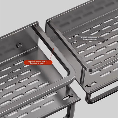 Aluminum Corner Shower Shelf - Wall-Mounted No-Drill Shampoo Storage Rack