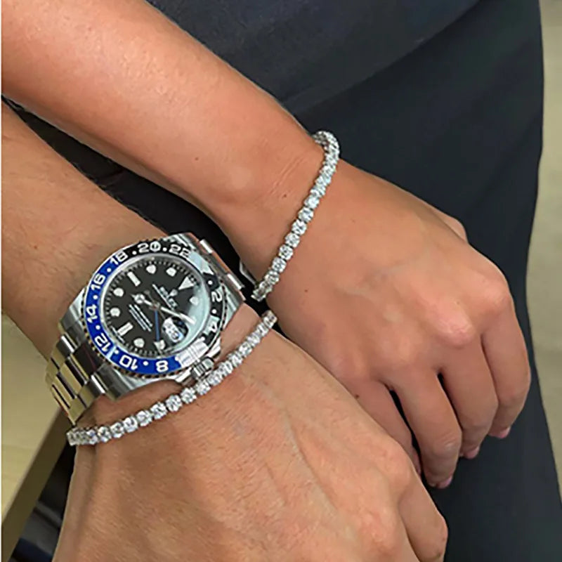 Luxury Crystal Tennis Bracelet Hip Hop Bracelet for Men Homme Trendy Punk Zirconia Couple  Chain on The Hand Streetwear Jewelry