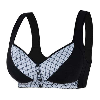 CINOON Women Plus Size Front Closure Wireless Bra Printed Wide Straps Lift Gather Full Coverage Everyday Breathable Soft Intimat