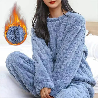 Cozy Coral Velvet Pajama Set - Warm Womens Loungewear for Winter  Christmas - ZOOMNSTORE
