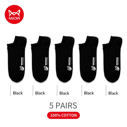 Cotton Men Socks - 5 Pairs Breathable Low Cut Ankle Socks Set for Summer Comfort