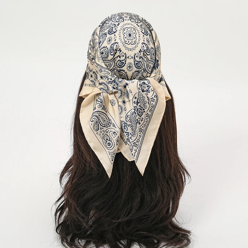 Luxury Silk Head Scarf - Soft Summer Foulard Bandana for Women