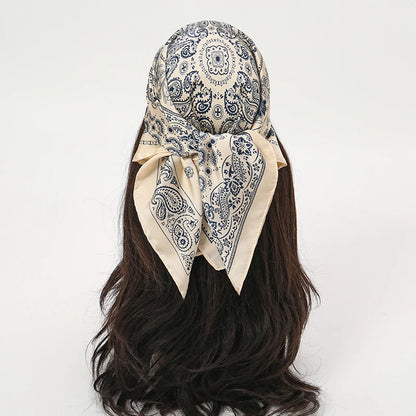 Luxury Silk Head Scarf - Soft Summer Foulard Bandana for Women