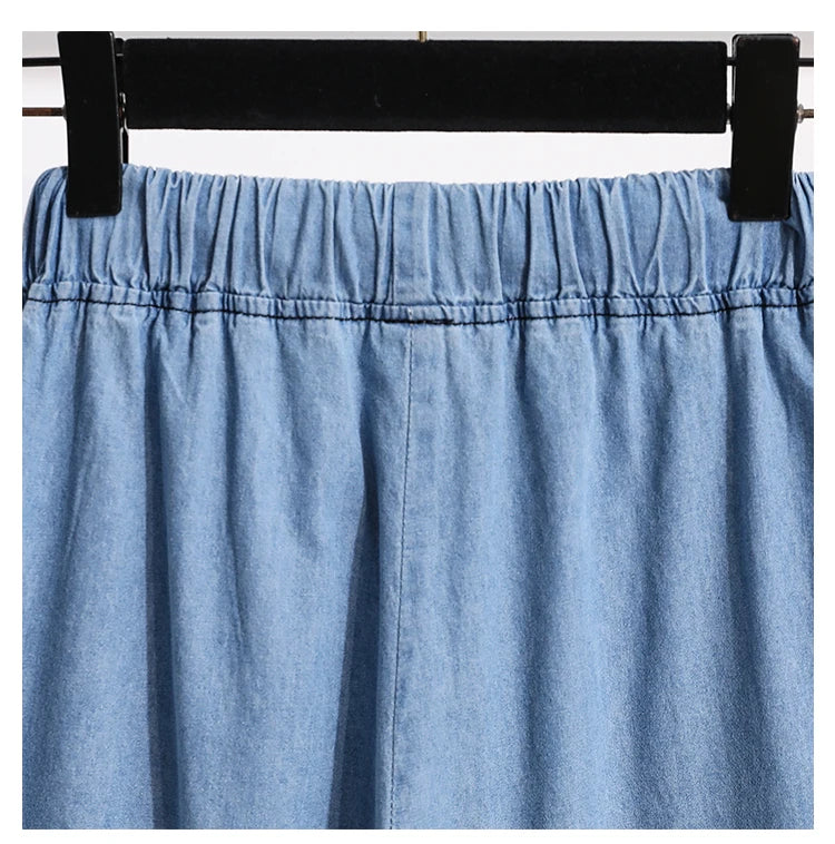 2026 High Waist Loose Fit Wide Leg Jeans Women Plus Size Casual Straight Workwear Trousers Summer Autumn Denim Capri Pants