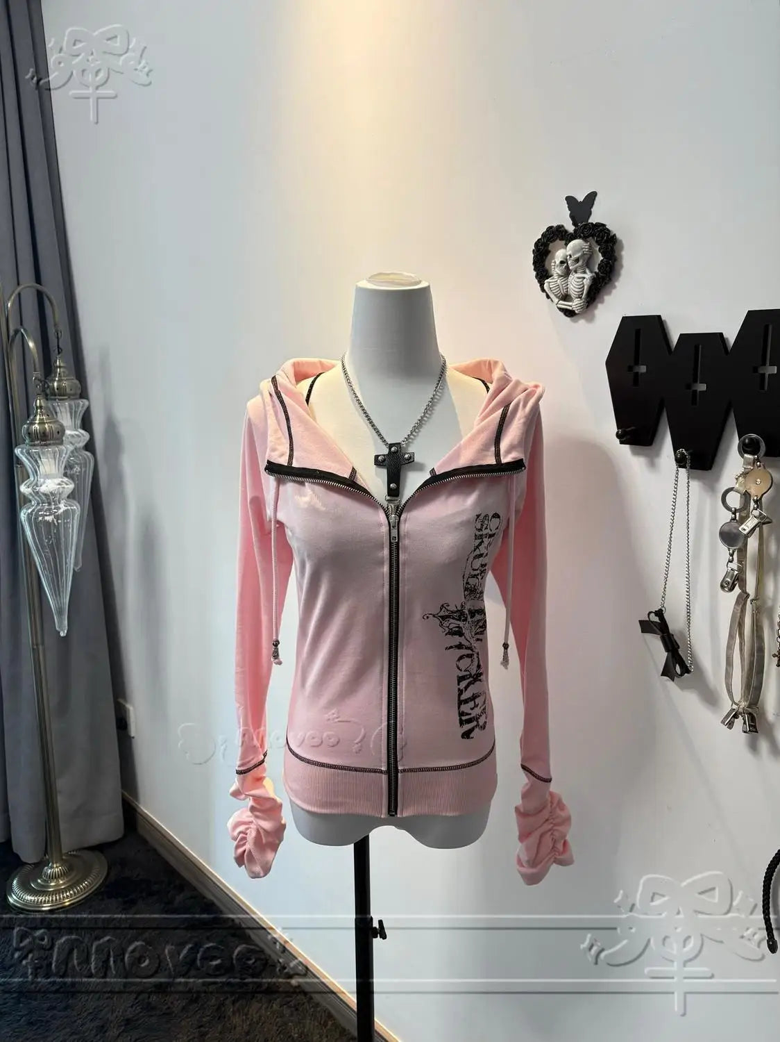 Harajuku Y2k Gothic Hooded Coat Women 2025 Autumn New Casual All-match Jackets Subcultural Japanese Black Tops Mujer Sweatshirt