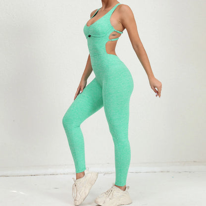Women Yoga Jumpsuit - Push Up Backless Sportswear, Breathable Quick Dry Activewear