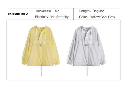 Maden Women's Ultra Lightweight Sun Protection Hoodie Sheer Breathable Pullover Half Button Loose Fit Summer Jacket Yellow