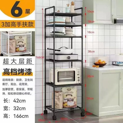 Microwave Oven Rack - Multi-Layer Removable Kitchen Storage Rack with Wheels