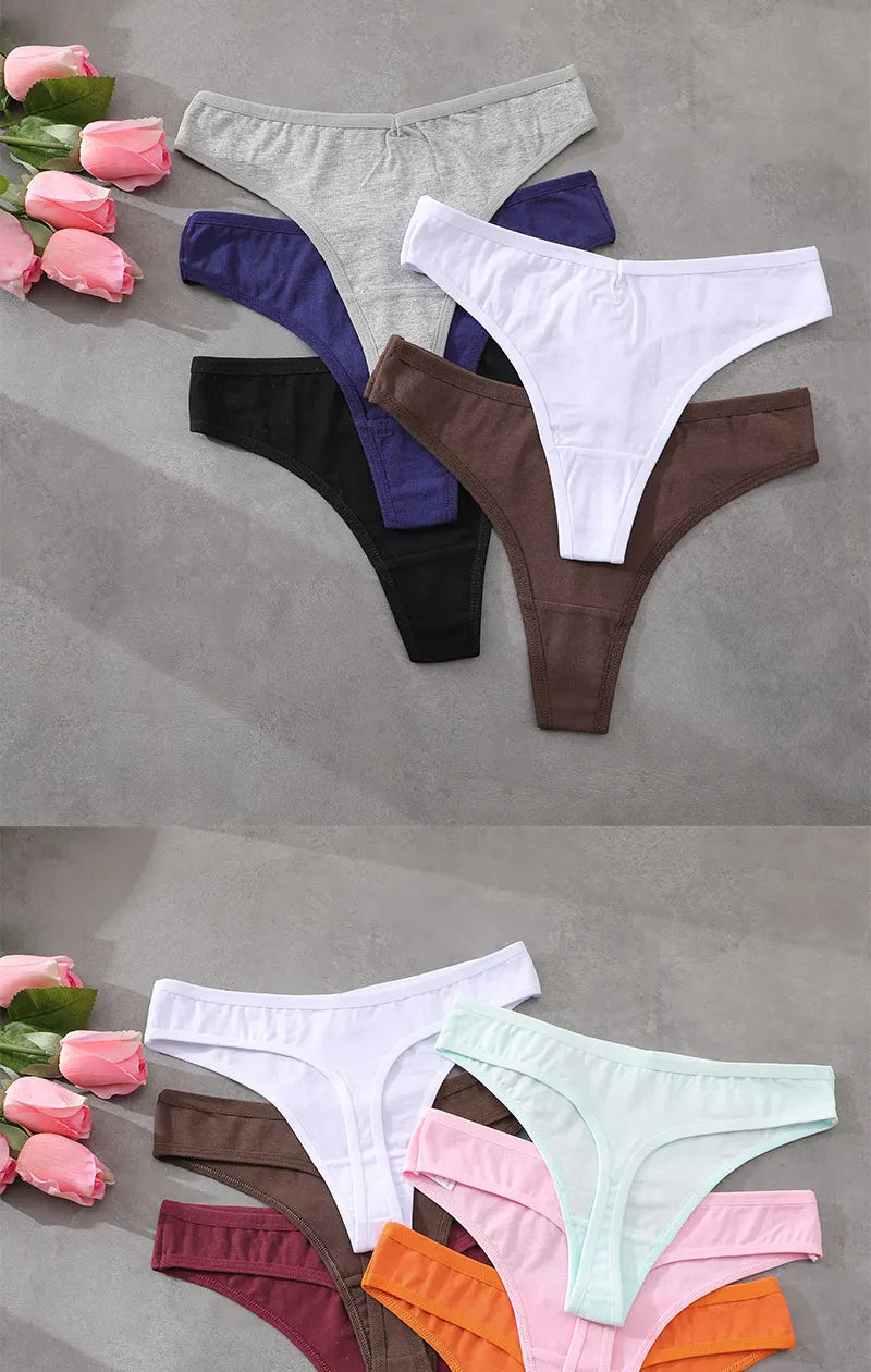 6Pcs/Set Women‘s Cotton Seamless Pantys Sexy Low Waist Soft Comfortable Thongs Fashion Girl Breathable Intimates G-Strings