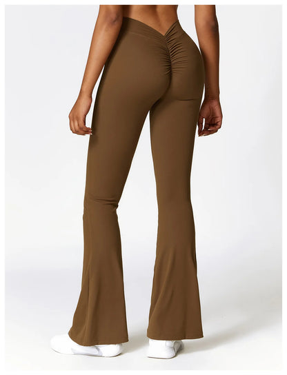 New Yoga Pants Flare Leggings Women High Waist Wide Leg Pants Women Gym Fitness Sports Flared Pant Dance Trousers V-shaped Hip