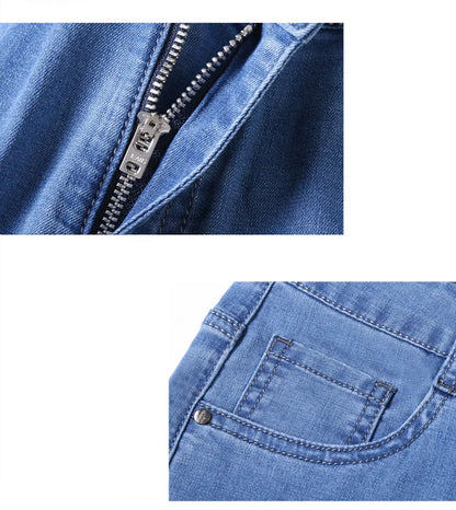 2025 Spring Summer Thin Classic Men's Business Jeans Stretch Trousers Casual Straight Denim Pants  Brand Male Clothing 28-40