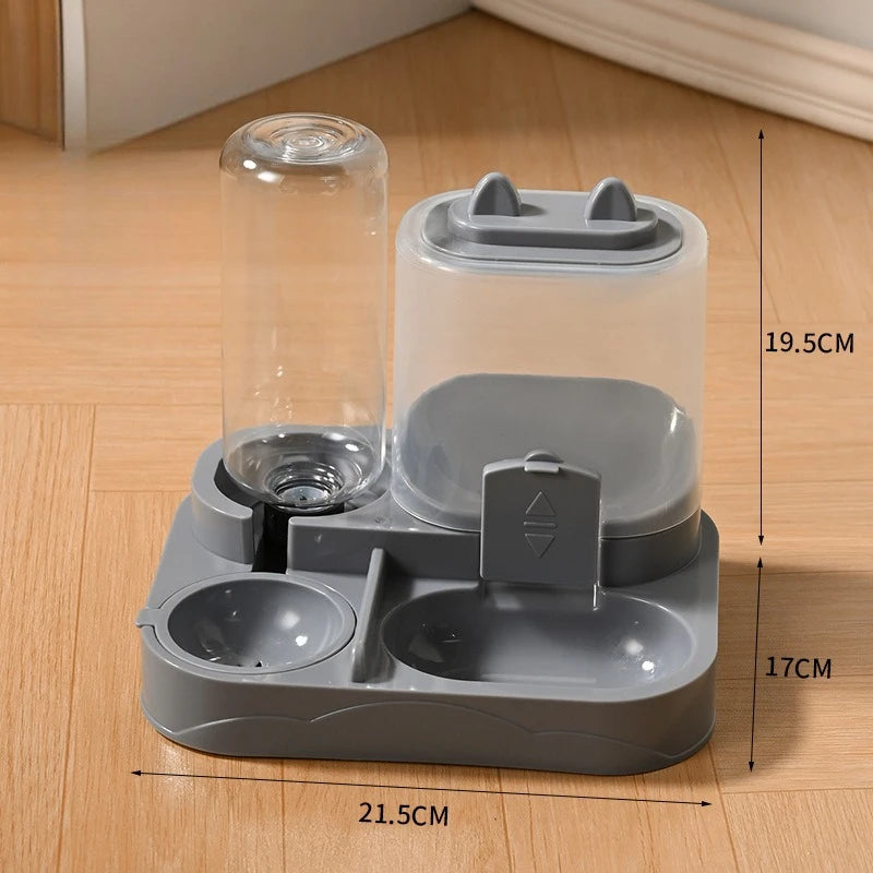 Ww-Durable Plastic 2-in-1 Automatic Pet Feeder Water Dispenser Large Capacity Food Water Bowl For Cats Dogs