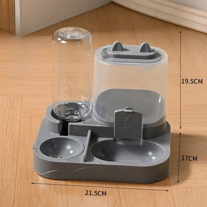 Ww-Durable Plastic 2-in-1 Automatic Pet Feeder Water Dispenser Large Capacity Food Water Bowl For Cats Dogs