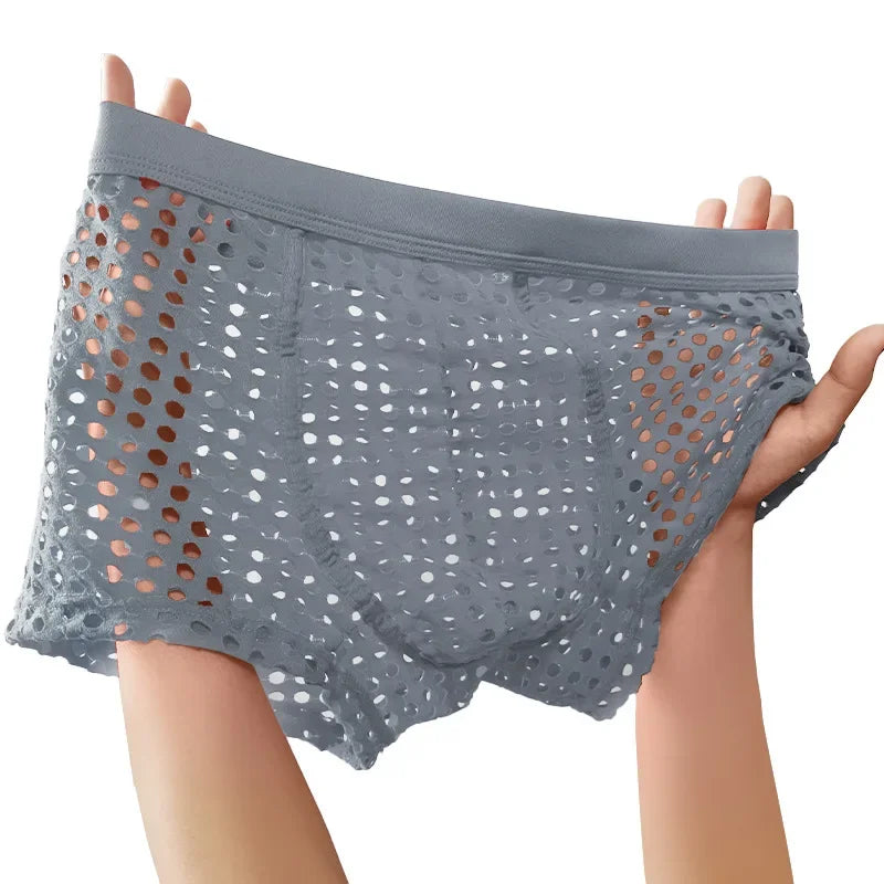Hot Sale Men's Mesh Boxer Shorts Large Net Design Comfortable European Style Underpants