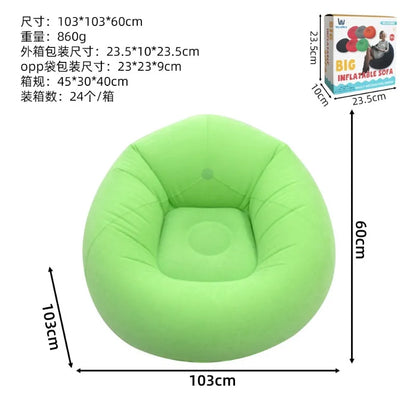 Inflatable Lazy Sofa U-shaped Flocking with Armrests, Backrest Seat Outdoor Pvc Indoor Portable Single Inflatable Sofa