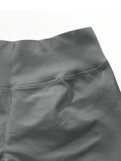 Women's Seamless Butt Lifting Sports Shorts, Suitable For Gym Workout, Cycling, Running, Black Tight Pants, Summer