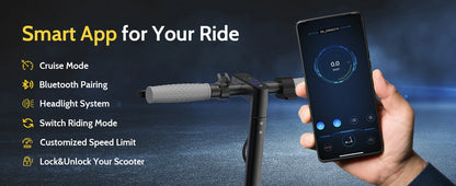 NAVIC T5 Electric Scooter 350W 19MPH APP Smart Control Scooter 8.5inch Solid tire Folding E-Scooter 22Miles Max Range for Adult