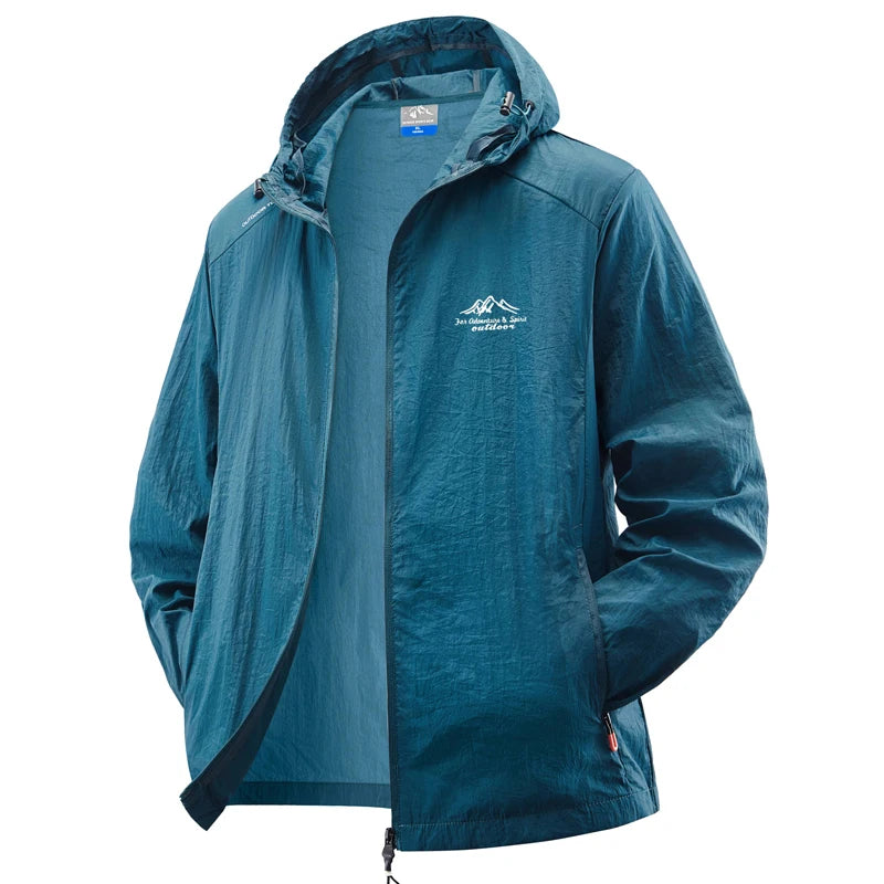 Summer Waterproof Hiking Jackets Men Fishing Cycling Hooded Gym Sports Running Coat Outdoor Sun-Protective Thin Jacket Clothing