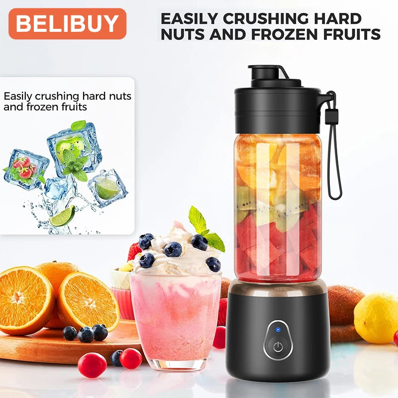 Portable Electric Blender - 600ML USB Rechargeable Fruit Mixer  Smoothie Maker