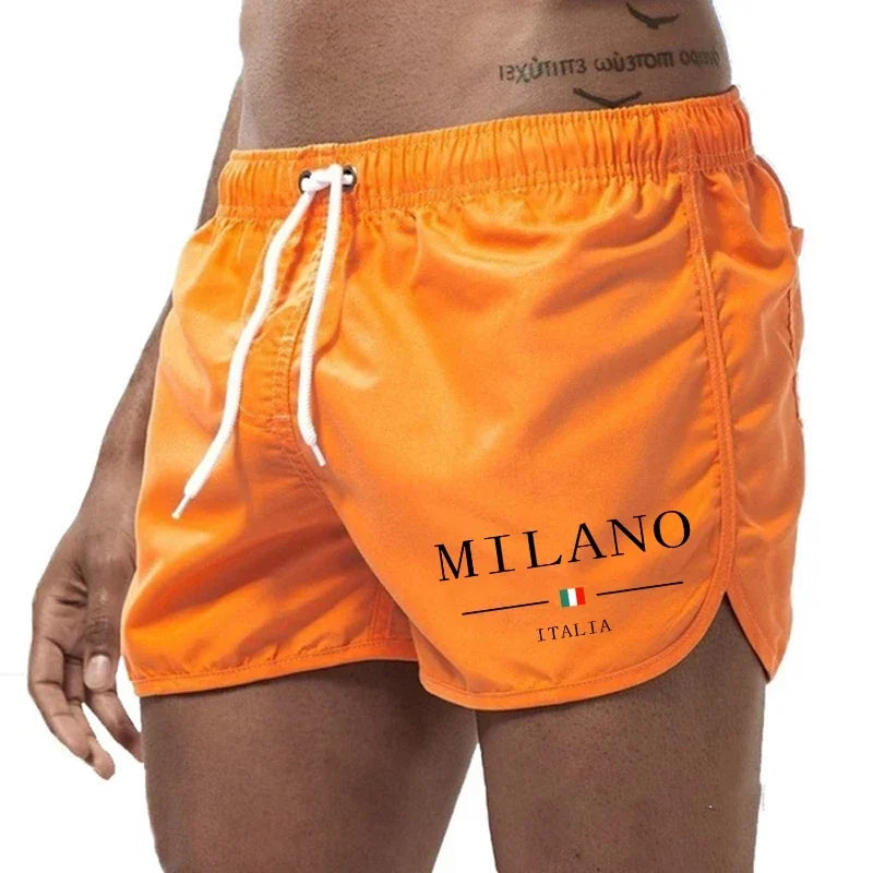 2026 Summer Men's Beach Shorts Urban Print Beach Trunks Jogging Casual Pants Quick Drying Swimming Homme Surf Lightweight Shorts