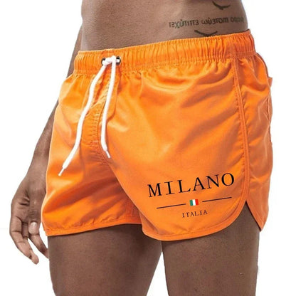 2026 Summer Men's Beach Shorts Urban Print Beach Trunks Jogging Casual Pants Quick Drying Swimming Homme Surf Lightweight Shorts