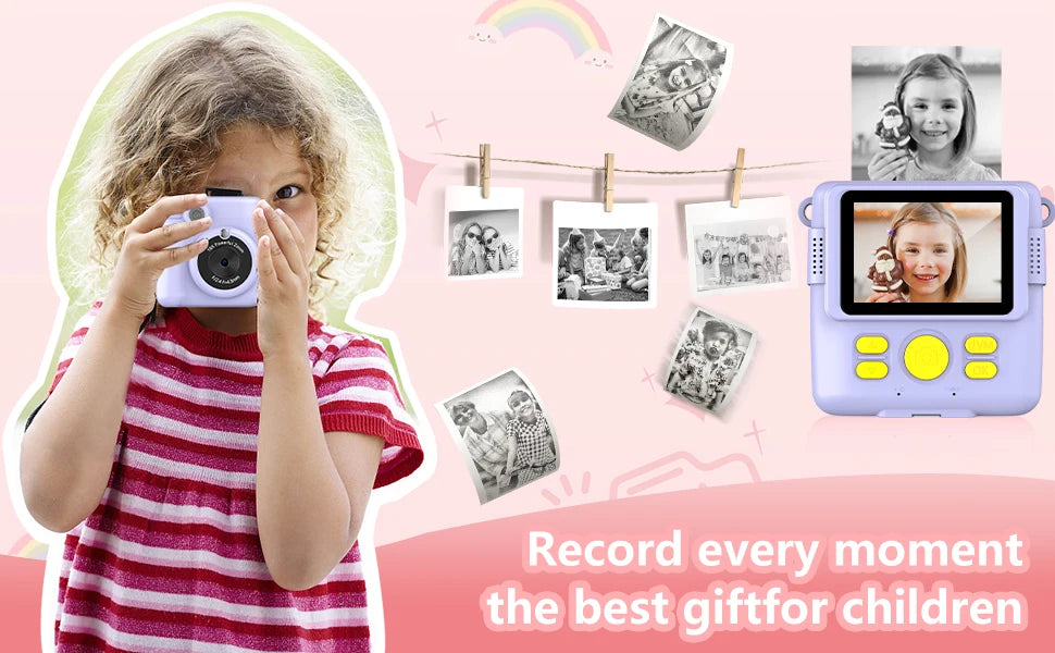 Instant Print Camera - Kids Digital Camera with 1080P HD Video, Waterproof & Shockproof Toy