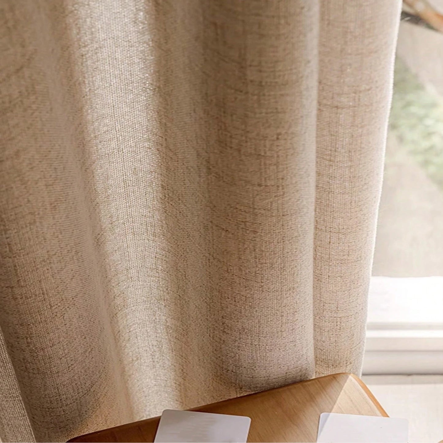 Blackout Curtain - Modern Linen Breathable Drapes for Living Room & Bedroom Heat Insulating