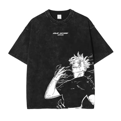 Jujutsu Kaisen T Shirt Men Women Tshirt Gojo Satoru Washed Cotton T-shirt Clothing Summer Short Sleeve Oversized Tees Streetwear