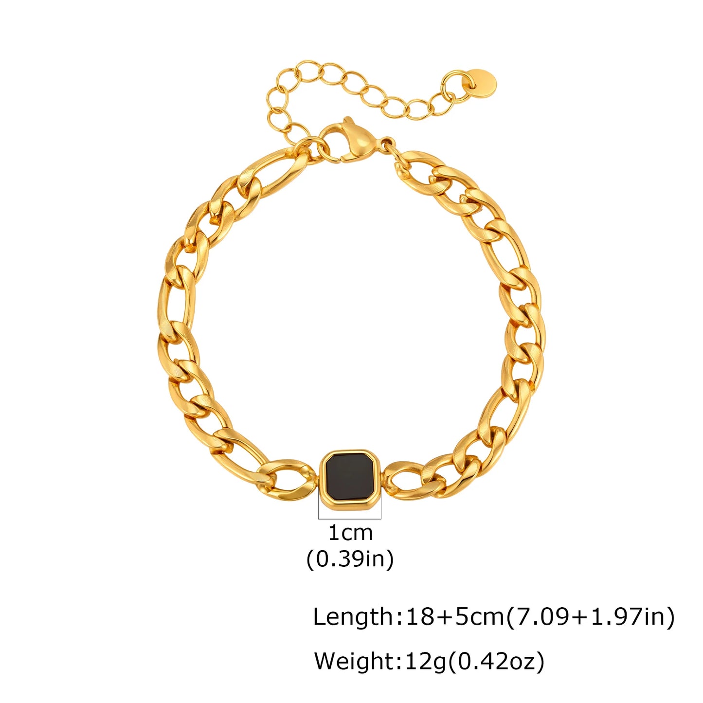 Vnox 5/7mm Width Adjustable Chain Bracelet for Men, Stainless Steel Acrylic Six-Sided Polished Jewelry Gift for Husband Son‌ Him