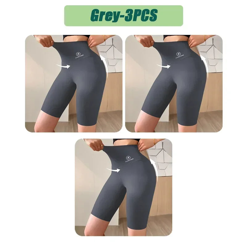 High Waist Womens Sports Shorts - Seamless Fitness Biker Shorts with Scrunch Butt Design