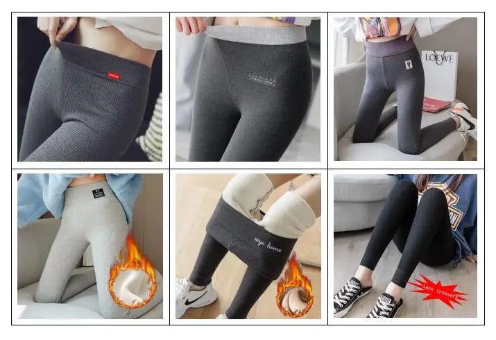 Ribbed Leggings Women - High Waist Cotton Blend Warm Winter Leggings | Casual Threaded Pants