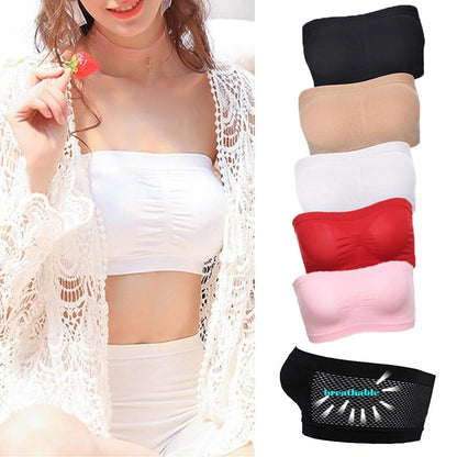 Strapless Tube Bra - Breathable Mesh Wireless Bra for Women | Summer Crop Top Bralette