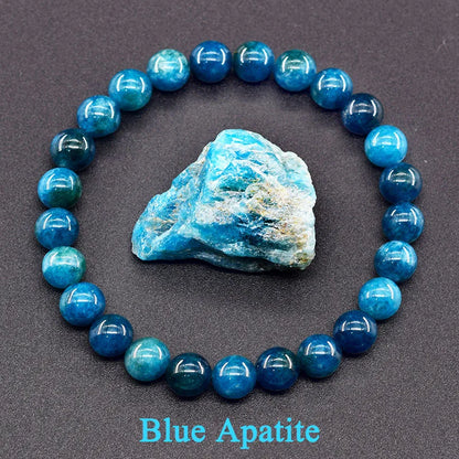 Original Reiki Blue Apatite Beads Bracelet Men Women Natural Lapis Lazuli Amethyst Yellow Tiger Eye Stone Beads Bracelet Jewelry