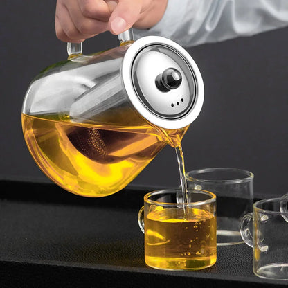 Heat Resistant Glass Teapot with Stainless Steel Infuser - Kung Fu Tea Set for Puer Oolong - ZOOMNSTORE