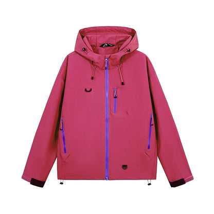 Unisex Couple Style Hooded Outdoor Jacket, Windproof Water Resistant Hiking Coat, Sports Outerwear for Cycling Fishing
