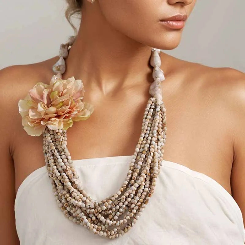 Statement Boho Multi-layer long Necklace Handmade for Women Wedding Party Jewelry