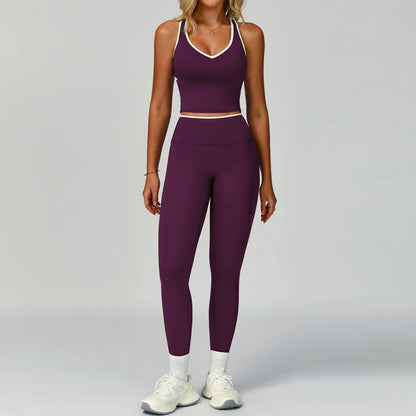 Gym Tracksuit Yoga Set 2 Pieces Workout Outfits Fitness Sportswear High Waist Leggings Sports Bra Athletic Wear Women Clothes