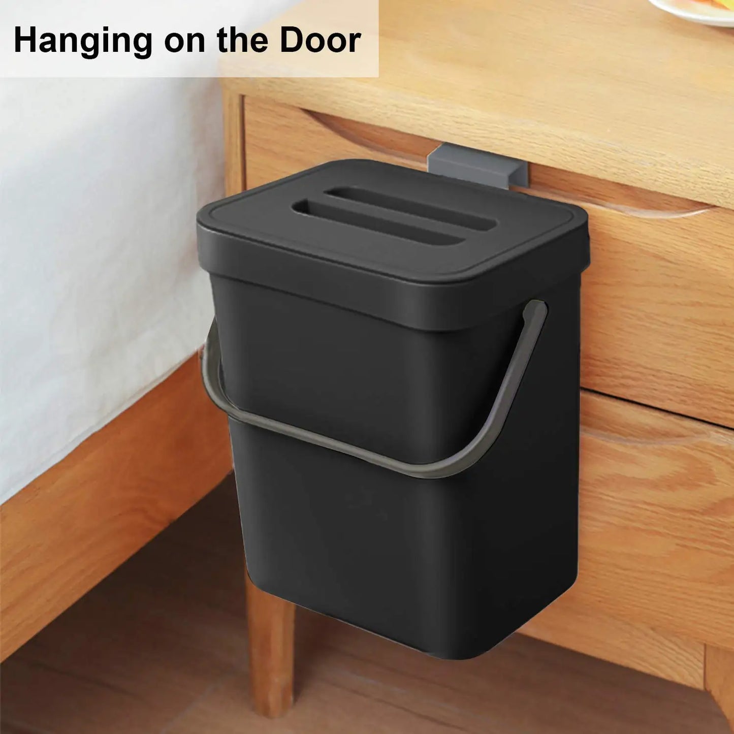 Hanging Small Trash Can with Lid - Under Sink Kitchen  Bathroom Waste Bin