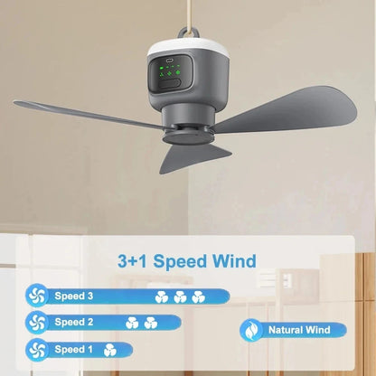 HOMEFISH 12000mAh Camping Ceiling Fan Portable Outdoor Tent Air Circulator Cooling Fan with High Capacity