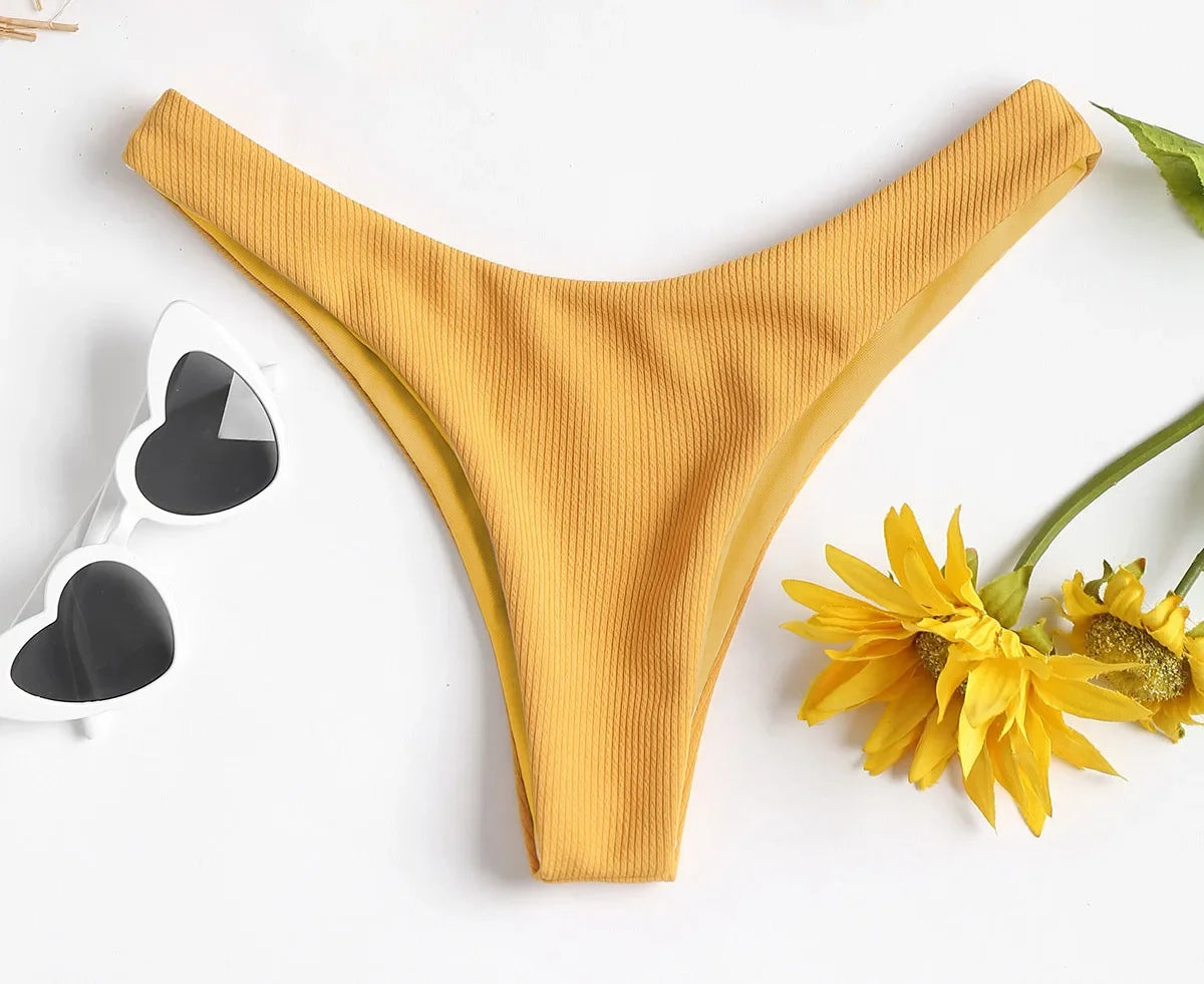 Low Waist Bikini Bottoms Swimsuit New Hot Sexy Women Bikini Brazilian Cheeky Bottom Thong V Swimwear Swimsuit Panties Briefs