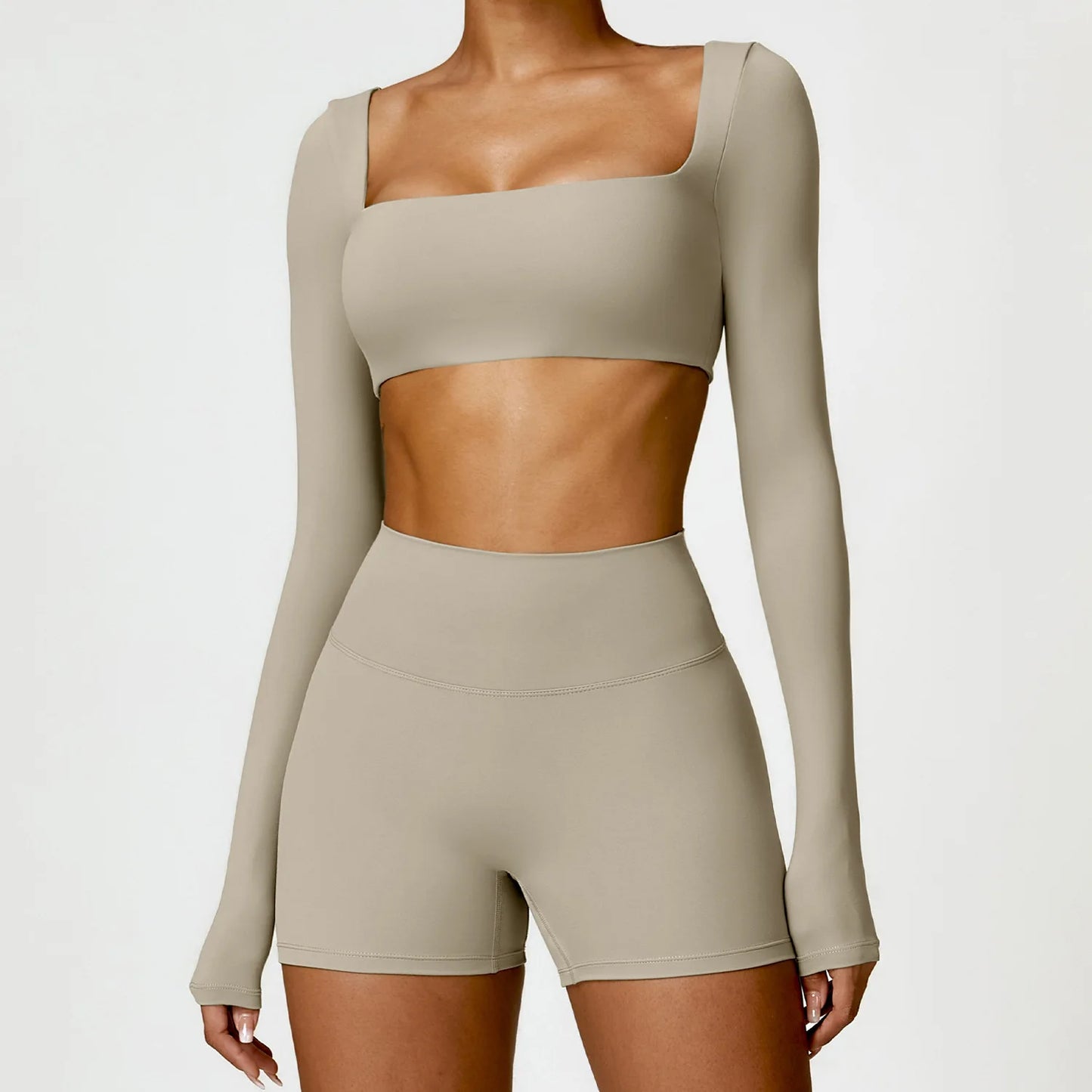 Women Yoga Suit - Quick Dry Gym Tracksuit With Long Sleeve Top & High Waist Leggings