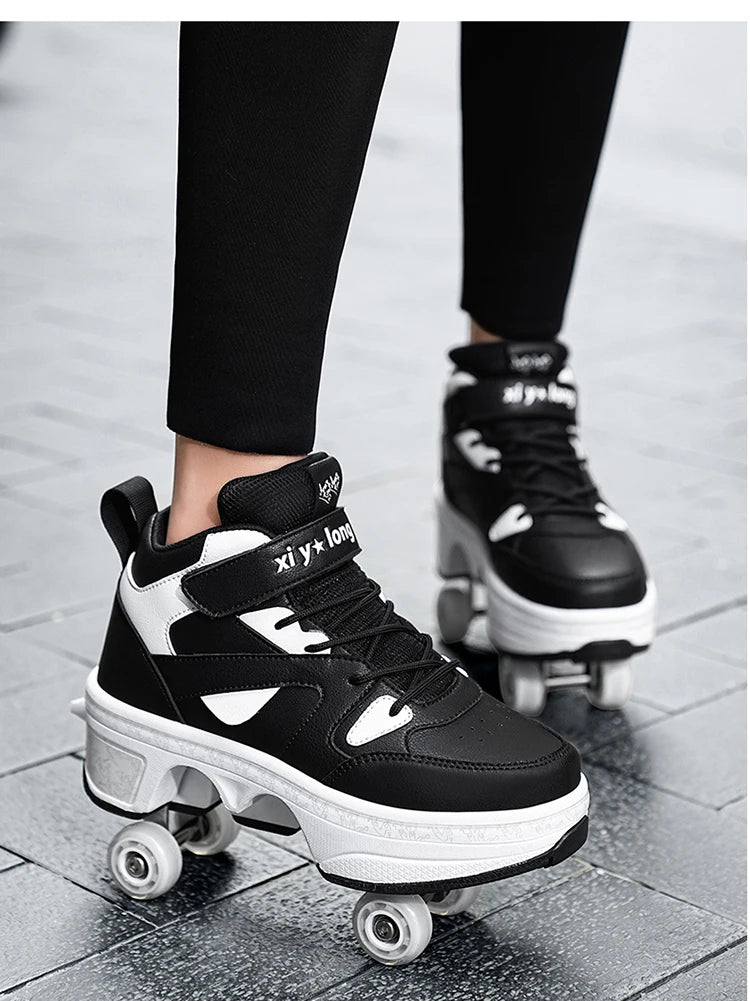 Girls Roller Skate Shoes - Pink Lighted Skates With Hook And Loop Closure