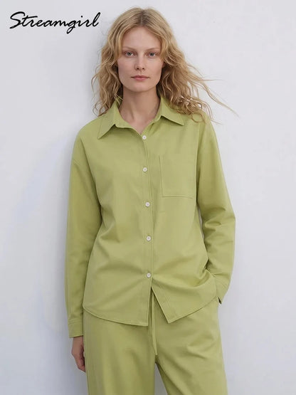 Streamgirl Linen Pants Sets For Women Summer Suits Pink Two Piece Trouser Women's Suit Sets Linen Shirt Set Oversize Outfit Suit
