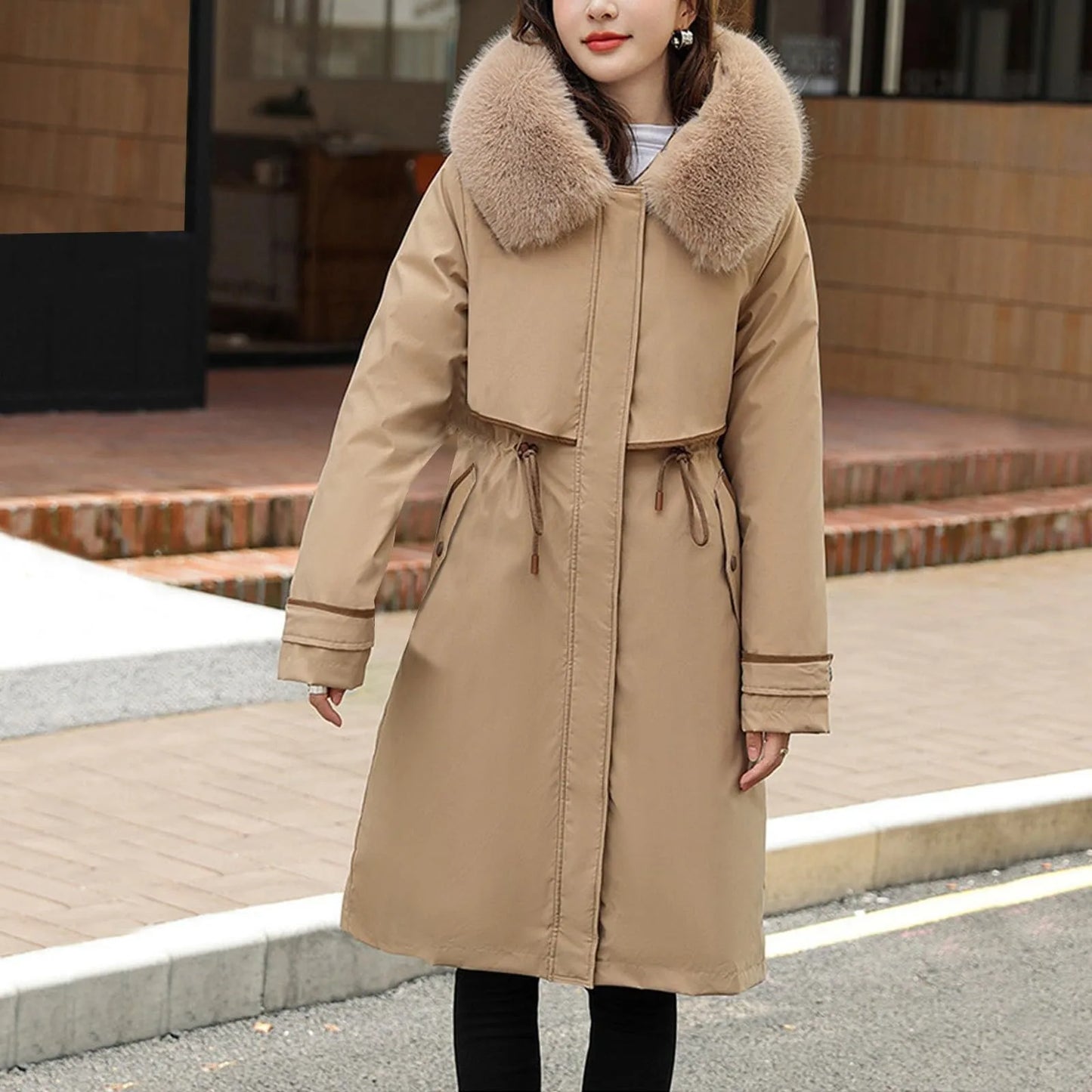 Korean Style Cotton Jacket – Women Winter Coat | Mid Length Zipper Closure Jacket