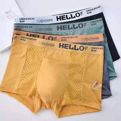 3PCS/LOT Men's Underwear Breathable Mesh Man Underpants Male Thin Sexy Boxers Men Panties Boxer Shorts Ice silk