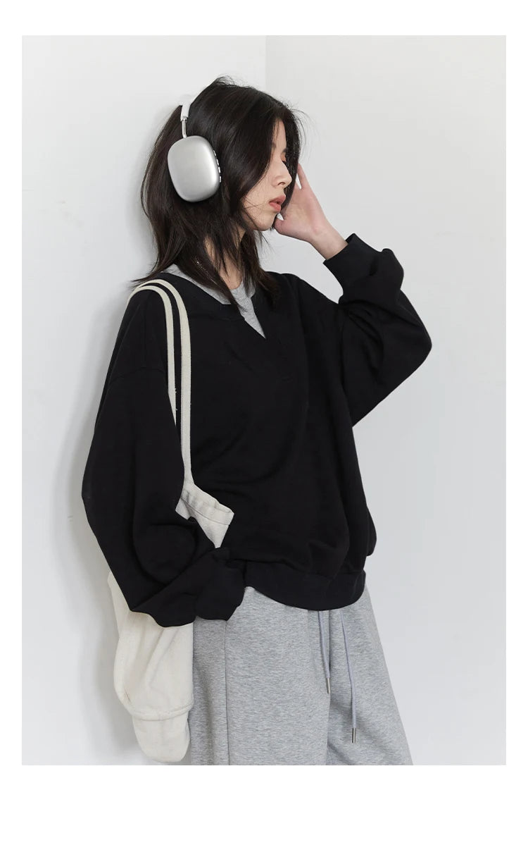 CHIC VEN Korean Women Sweatshirts Loose Casual New Contrast Splicing Hoodie Female Top Woman T Shirt Pullover Spring Autumn 2025